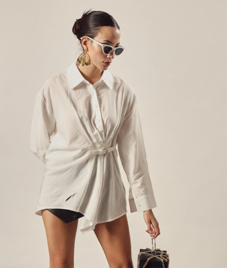 POPLIN BELT ME UP SHIRT IN WHITE