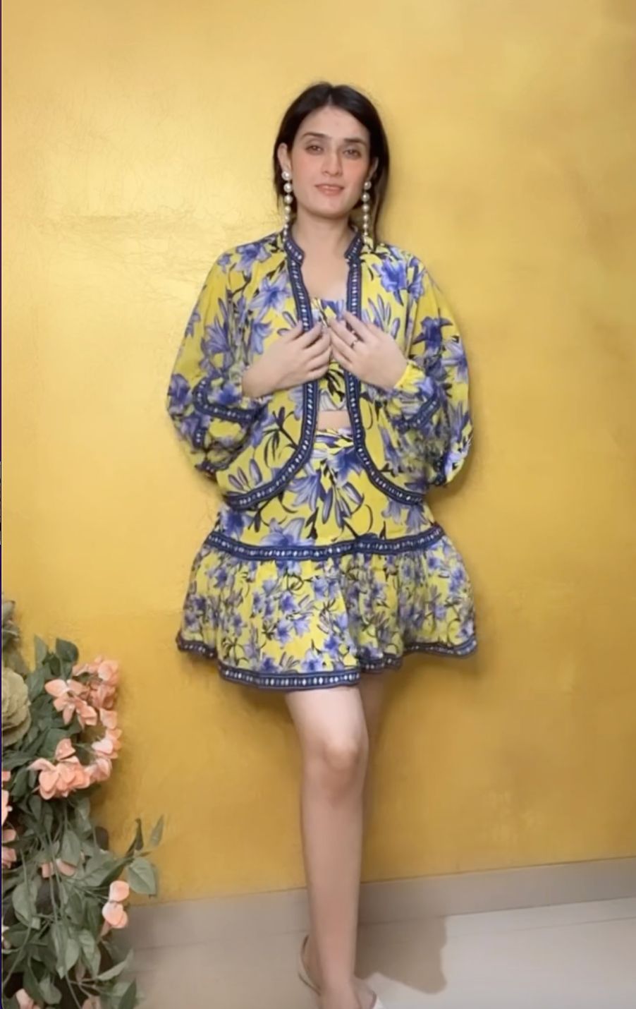 Image of This stylish three-piece set features a beautiful yellow and blue floral print, providing a bright and cheerful look. Each piece is made from a soft, lightweight fabric for maximum comfort. Coordinate the set for a complete look, or mix and match for a unique look.  From savoirfashions.com