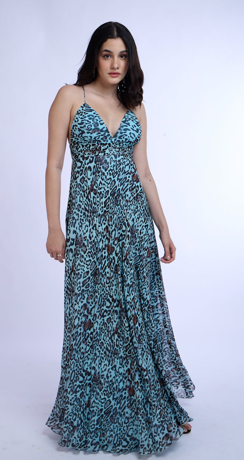 Blue Animal Print Dress